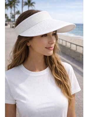 Aydın Şapkacınız Kadın Arkası Lastikli Uv Güneş Korumalı Siperlikli Şapka Yazlık Plaj Vizör Şapka