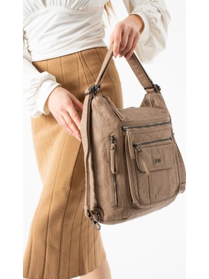 Baginn Y.s.deri Kadın Sırt Çantası Fonksiyonel Kullanım Ister Omuz Ister Çapraz Askılı Postacı Çanta 30 cm