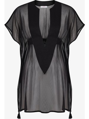 Penti Siyah Basic Kaftan Kadın Plaj Modası Hafif Dokuma Kumaş ile Şık Tasarım