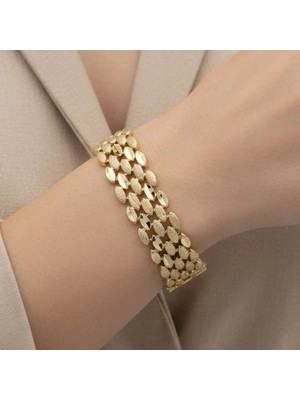 Xupıng Jewelry 14 Ayar Altın Kaplama, Baklava Model  Bileklik