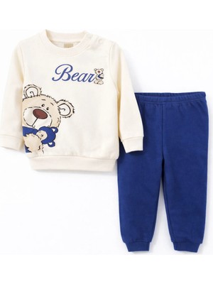 Nikuby Önü ve Arkası Baskılı Ayıcık Temalı Bebe Alt-Üst Takım