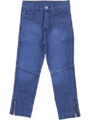 Egecan Paçası Fermuarlı Mavi Kız Çocuk Kot Pantolon 2506