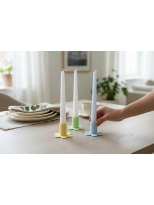 Bohem Kutusu Çiçek Şeklinde 3'lü Şamdan Seti