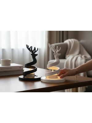 Bohem Kutusu Şık ve Modern Geyik Modelli LED Pilli Mumluk Seti (2'li)