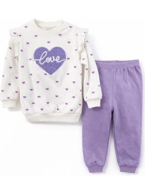 Nikuby Mor Benekli  Love Temalı Bebe Alt-Üst Takım