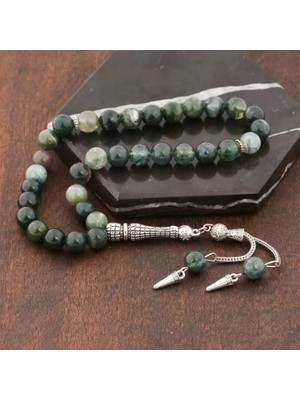 Skygo ​doğaltaş Metal Püsküllü Hint Akik Taşlı Tesbih