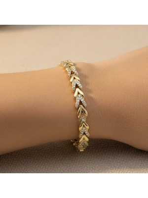 Stil Incisi/ Xupıng Jewelry Başak Ince Zirkon Taşlı Bileklik