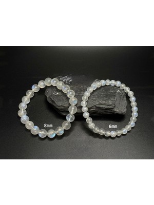 Taşmir Mavi Yansımalı Yüksek Kalite Ay Taşı Doğal Taş Bileklik