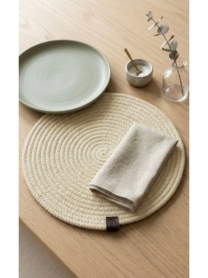 Hasır Örgü Yuvarlak Supla ve Nihale Seti - El Yapımı Doğal Halat Jüt Jüt Halat - Tekli