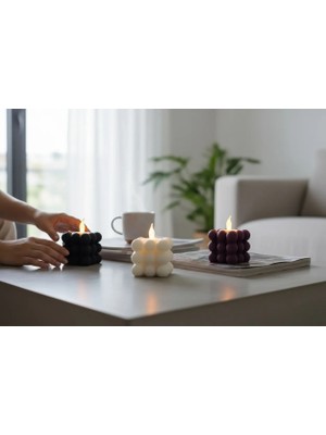 Bohem Kutusu Modern 3'lü LED Mumlu Mumluk