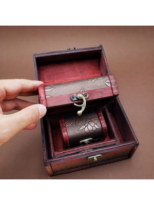 Skygo Ahşap Deri Sandık Kutusu