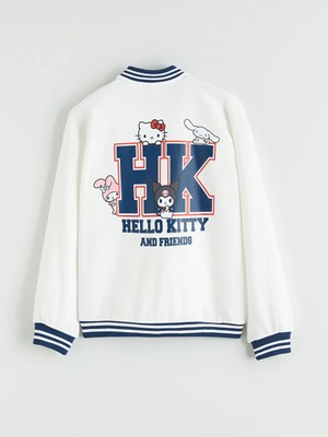 LC Waikiki Ekru Hello Kitty Baskılı Kız Çocuk Kalın Kolej Ceket