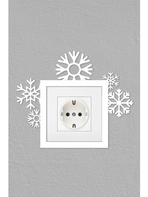To Design Lab Yılbaşı Temalı Kar Taneleri Dekoratif Priz Anahtar Çerçevesi