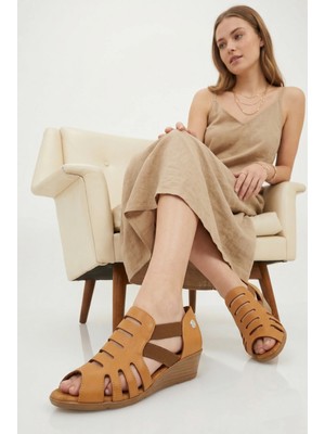 Mammamia Kadın Arkası Kapalı Hakiki Deri Alçak Kısa Dolgu Topuklu Günlük Şık Yazlık Sandalet/ayakkabı M27YS/2855