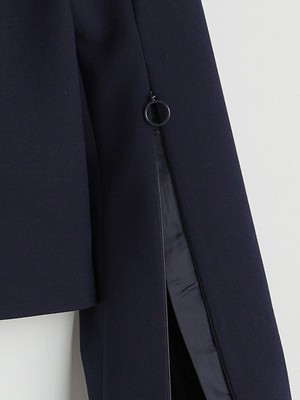 LC Waikiki Lacivert Kolay Giyilebilir Koldan Fermuarlı Kadın Crop Blazer Ceket
