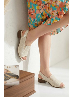 Mammamia Kadın Hakiki Deri Alçak Kısa Topuklu Şık Günlük Yazlık Sandalet/ayakkabı M27YS/2810