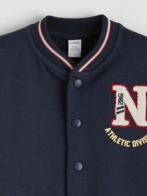 LC Waikiki Lacivert New York Baskılı Erkek Çocuk Kolej Ceket