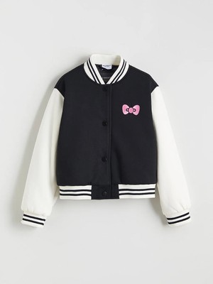 LC Waikiki Siyah Hello Kitty Baskılı Kız Çocuk Kolej Ceket