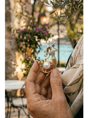 BB Bi Butik Shop Inci Detaylı Kristal Işlemeli Deniz Kızı Broş