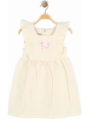 Alg KIZ ÇOCUK ELBİSE - KELEBEK İŞLEMELİ SIRTI FERMUARLI %100 PAMUK MÜSLİN KUMAŞ (Bir Beden Büyük Önerilir)