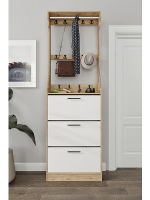 Zigana 3 Düşer Kapaklı Askılıklı Dekoratif Ayakkabılık