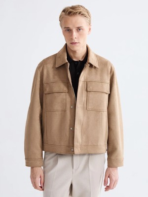 LC Waikiki Sarı Rahat Kalıp Ceket Yaka Süet Erkek Mont