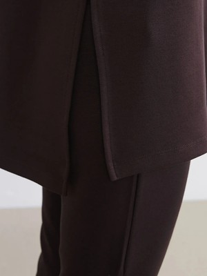 LC Waikiki Kahverengi Soft Touch Oversize Kadın Sweatshirt Tunik