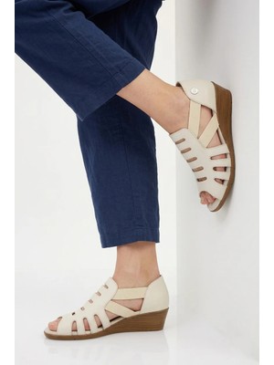 Mammamia Kadın Arkası Kapalı Hakiki Deri Alçak Kısa Dolgu Topuklu Günlük Şık Yazlık Sandalet/ayakkabı M27YS/2855