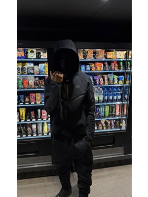Veloria Nıke Tech Fleece Double Face Siyah Unisex Eşofman Takımı