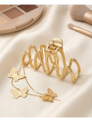 Lotus Luxury Altın Renk Metal , Sallantılı Kelebek Zincir Detaylı Toka