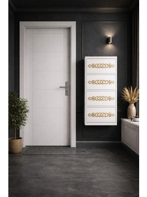 Arinna 4'lü Beyaz Gold Desenli Metal Ayakkabılık