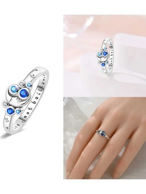 Mam Mavi Taşlı Ay Yüzük