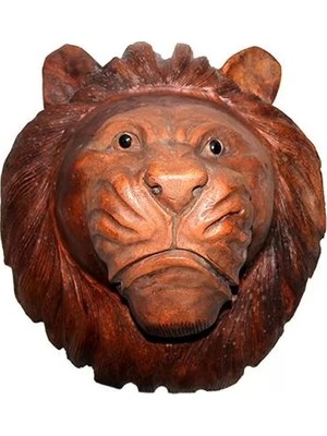 Skygo Dekoratif 40CM Ahşap Aslan Kafası Hediyelik