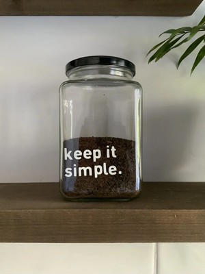 Atölye Merdiven Keep It Simple Cam Dekoratif Erzak Kahve Kavanozu Çay Şeker Kavanozu Coffee Etiketli