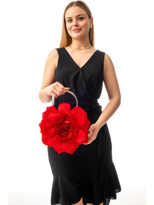 Gustello Perla | Gümüş Metal Yuvarlak Saplı Çiçek Çanta El Çantası Abiye Günlük Şık Kadın Çantası