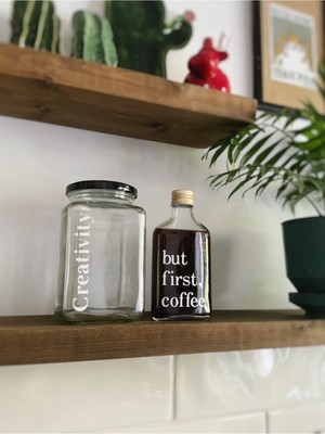 Atölye Merdiven 2li Set Cam Kahve Kavanozu ve Cold Brew Şişesi Dekoratif 1000 ml Pinterest Kavanozu
