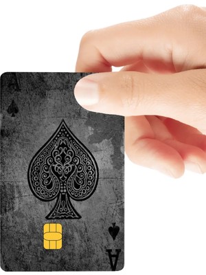 Huggy Craft Maça Ası (Ace Of Spades) Sessiz Güç Temalı Parlak Kredi/banka Kart Kaplama Sticker