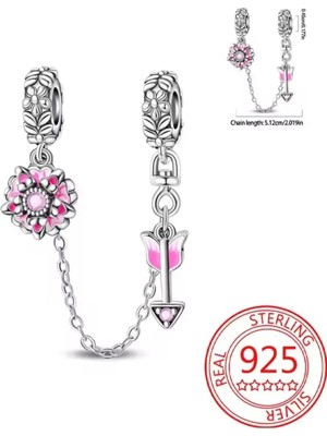 Mam Çiçekler Gümüş Emniyet Kilidi Charm