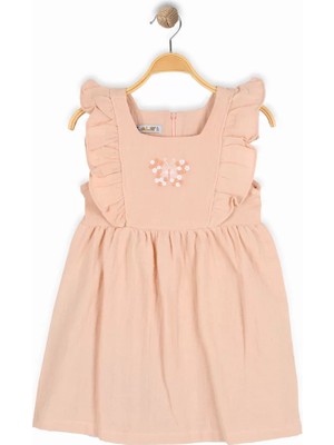 Alg KIZ ÇOCUK ELBİSE - KELEBEK İŞLEMELİ SIRTI FERMUARLI %100 PAMUK MÜSLİN KUMAŞ (Bir Beden Büyük Önerilir)