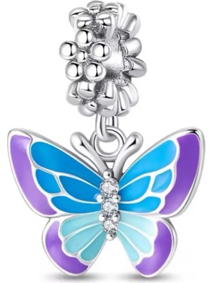 Mam Kelebek Sallantılı Gümüş Charm