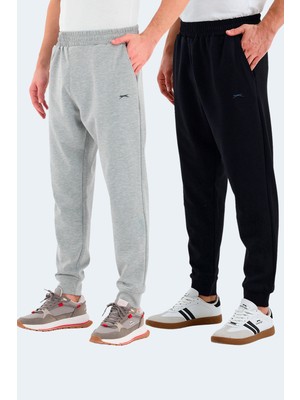 Slazenger Valerıe 2 Li Set Erkek Cepli Siyah - Koyu Gri Eşofman Altı