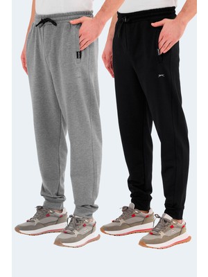 Slazenger Navdeep 2 Li Set Erkek Cepli Siyah - Koyu Gri Eşofman Altı
