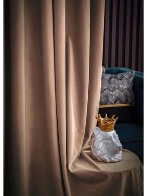 Ran Perde Dökümlü Düz Fon Perde -Pilesiz Dikim - Pudra - 1 Adet - PDR40