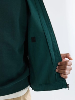 LC Waikiki Yeşil Loose Fit Nyc Baskılı Erkek Gabardin Ceket