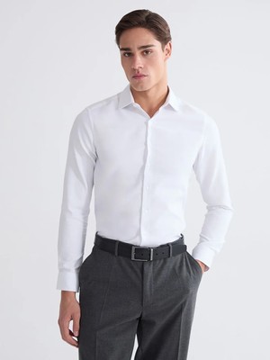 Lc Waikiki Beyaz Slim Fit Armürlü Erkek Gömlek