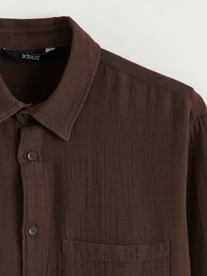 Lc Waikiki Kahverengi Regular Fit Müslin Erkek Gömlek