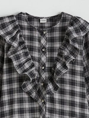 Lc Waikiki Ekru Kız Çocuk Ekose Fırfırlı Poplin Gömlek