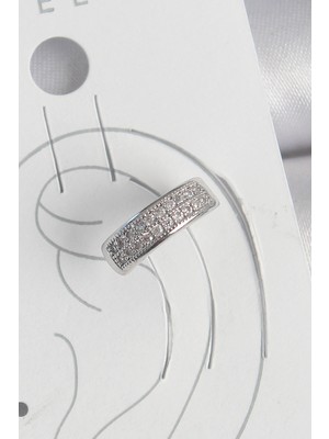 Pirinç Gümüş Renk Zirkon Taşlı Kıkırdak Model Kadın Küpe