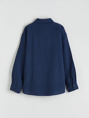 Lc Waikiki Lacivert Uzun Kollu Erkek Çocuk Müslin Gömlek