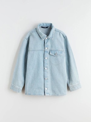 Lc Waikiki Indigo Uzun Kollu Erkek Çocuk Jean Gömlek
